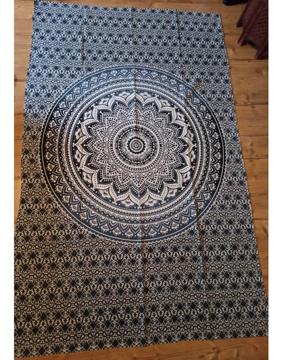 Plachta MANDALA kvet bielo čierna – stredná 130×200 cm 