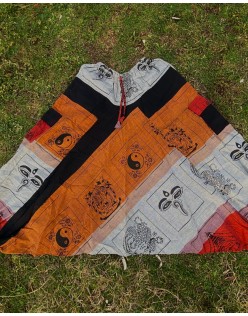 Nohavice Tibet – oranžovo čierne so znakom jin jang